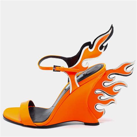 prada flame sandals orange|flame wedge sandals.